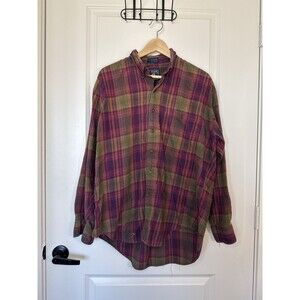 90s Vintage Ralph Lauren Chaps Plaid Flannel Shirt XL Cotton Button Up VTG RL